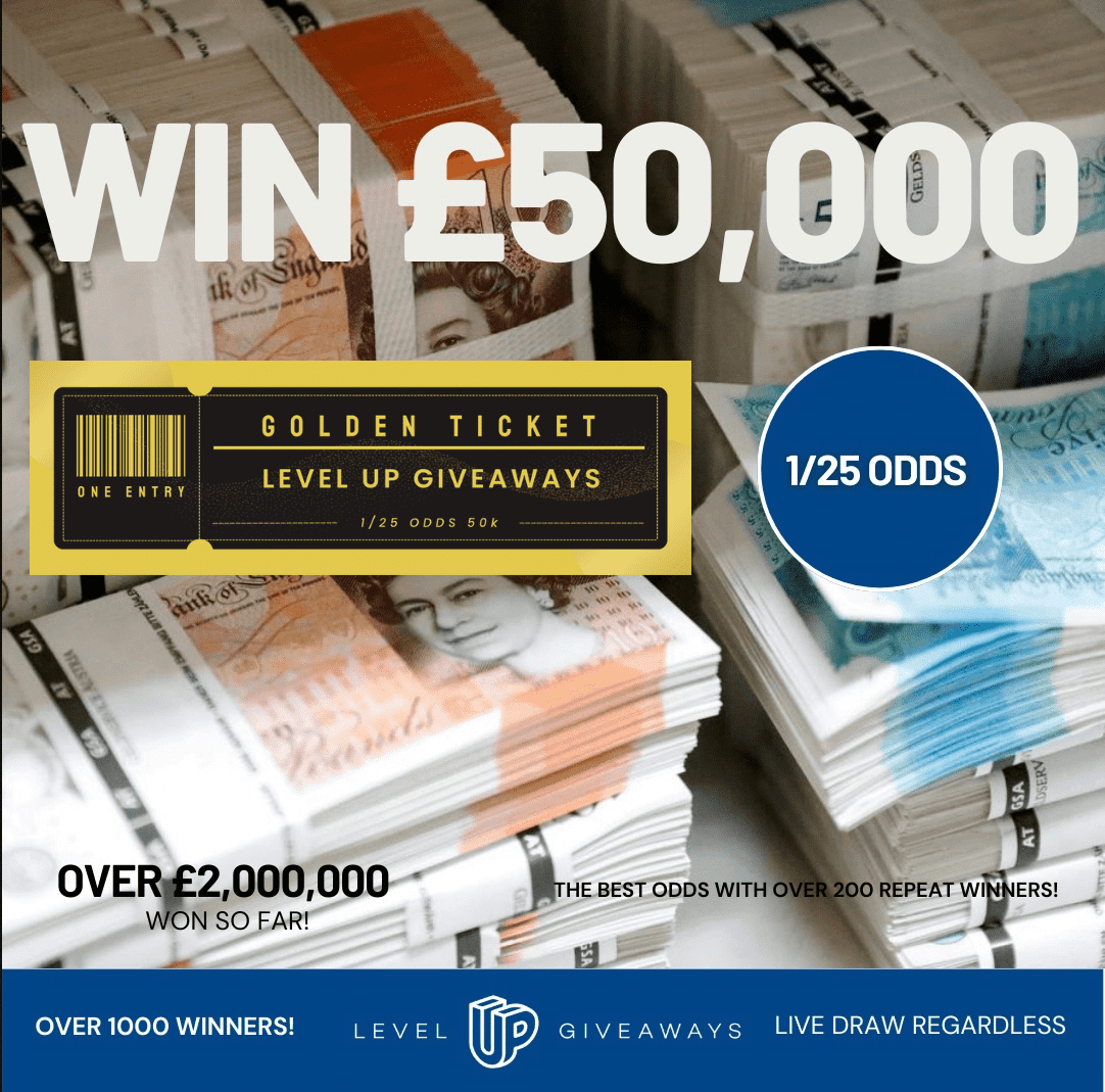 WIN £10,000 LOW ODDS + 100 X £100 INSTANT WINS – Level-Up Giveaways